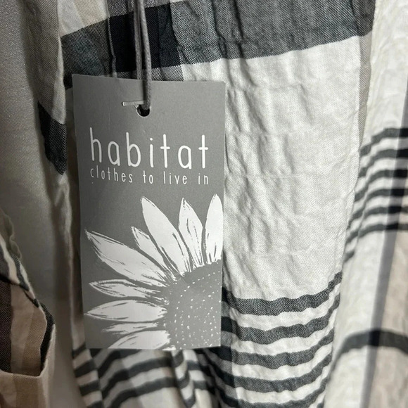 HABITAT LG & XL oversized gauzy crinkle plaid shirt NWT !Lagenlook,PTP 23” & 24” - Picture 10 of 16